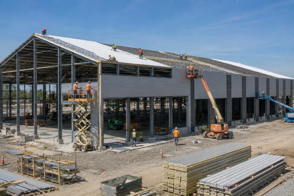 Estructura metálica de nave industrial en obra en GALPO II, Ruta 9, Córdoba